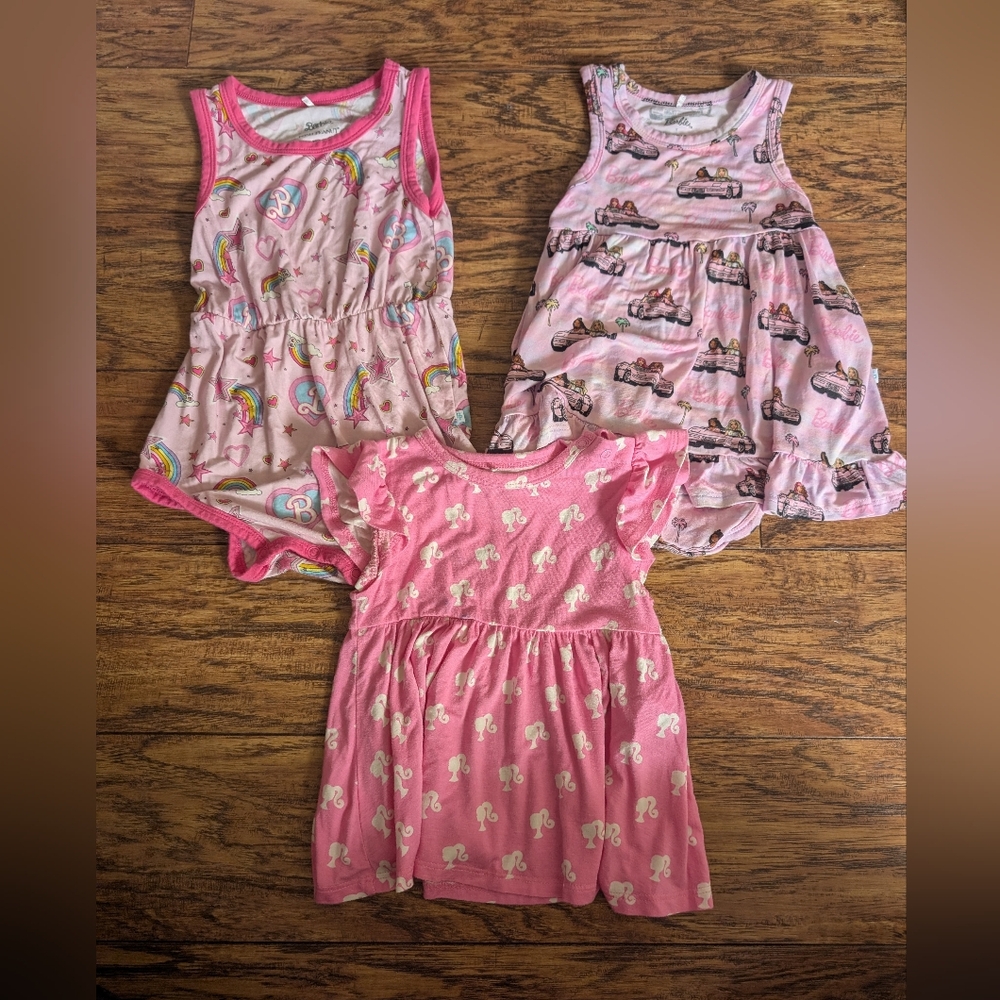 $ Lot Of 3 Posh Peanut Barbie Print Romper,‎ Twirl Bodysuit, And Peplum Top